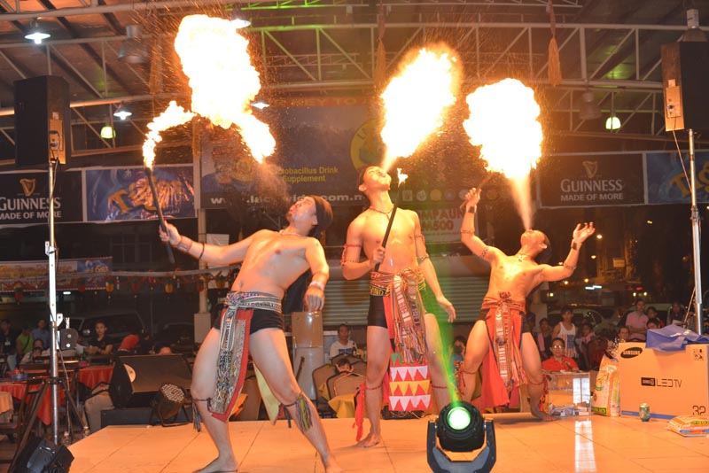 Breath taking fire eating feats by performers